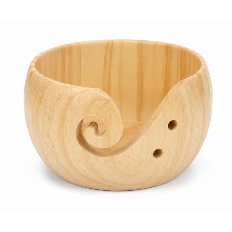 Wooden Yarn Bowl for Crocheting – Tangle-Free Knitting Organizer for