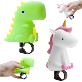 DOWNDRIFT Dinosaur Bicycle Bell, Pack of 2 Bicycle Horn, Children's Horn, Unicorn Bicycle Bell, Bicycle Bell, Children Girls Boys Bicycle Accessories Children