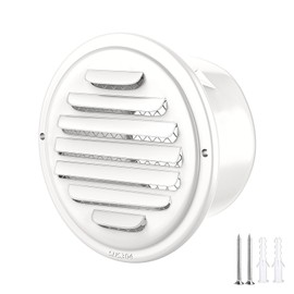4 in White 304 Stainless Steel Air Vents Cover, piiyoosnn Louvered Grille Cover Vent Flat Ducting Air Vent Wall Inlet with Built-in a Fly Screen Mesh for HVAC Ventilation (4 inch (100mm) White Paint)