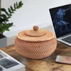 Pvczool Round Box in Rattan, Fruit Basket in Wicker with
