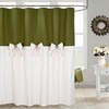DOSLY IDÉES Farmhouse Green Shower Curtain,Bowknot,Cotton Blend Fabric,Pleated Green Stripe,Country