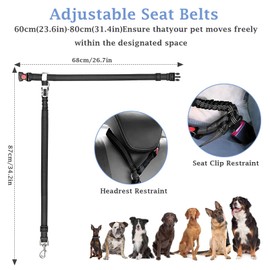 DDUP 2 in 1 Headrest Dog Car Seat Belt,Adjustable Dog Seat Belts Harness For Cars, Elastic Dog Car Harness, Pets Safety Harness Travel Accessories Restraint Leads for Dogs Cats & Pets(Headrest)