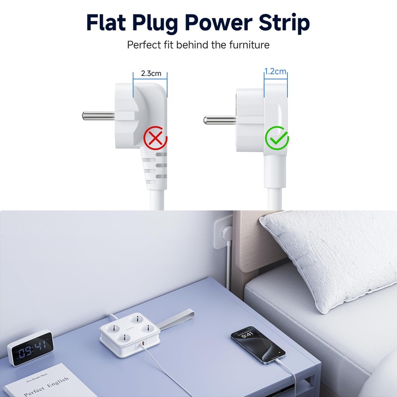 4-Way Power Strip USB C 45 W NTONPOWER 2500 W