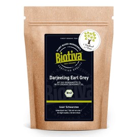 Biotiva Darjeeling Earl Grey Black Tea 250g Organic - Loose Black Tea - Refined with Bergamot Oil - Tangy, Harmonious Aroma - Bottled and Controlled in Germany (DE-ÖKO-005)