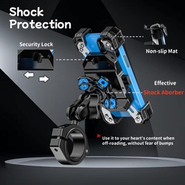 LOKTENWO Anti-Theft UTV Phone Mount with Vibration Dampener, Adjustable UTV Cellphone Holder Fit on 1.5''/1.65''/1.75''/1.85'' Roll Cage Bar, for 5.4''-7'' Smartphone