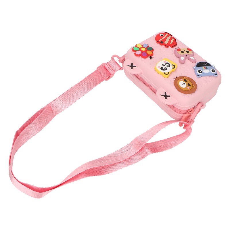 Kids Single Shoulder Camera Bag DIY Cartoon Decors Shock Absorbing