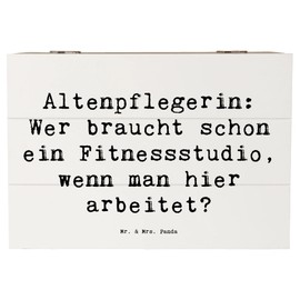 Mr. & Mrs. Panda 22 x 15 cm Holzkiste Spruch Altenpflegerin Fitness - Geschenk, Zitate Altenpflege, Aufbewahrungsbox, Berufe, Liebe Altenpflege,