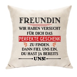 Hasodeo Girlfriend Gifts Cushion Cover Decorative Original Gifts for Girls Boyfriend Friendship Keepsake Idea for Graduation Birthday Gifts Decorative Cushion Covers 45 x 45 cm (Girlfriend)