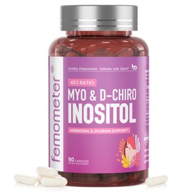 femometer Myo Inositol & D-Chiro Inositol Blend 40:1 Ratio, PCOS, Hormone Balance, & Healthy Ovarian Support for Women, Vitamin B8, 90 Vegan Capsules