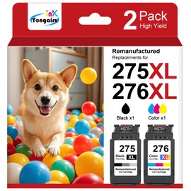 Yongairuink PG-275XL CL-276XL Replacement for Canon 275 and 276 Ink Cartridges Black Color Combo Pack for TS3722 TR4700 TR4720 TS3700 TS3522 TR4722 TS3500 TS3700 TS3522 Printer, 2-Pack PG275 XL CL276
