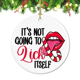 BAVAHA (String Included) Its Not Going to Lick Itself Ornament Santa Candy Cane Ornaments Funny Inappropriate Christmas Ornament, Gag Gift for Adults, Adults Prank Present White Elphant Exchange