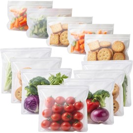 30 Bolsas Reutilizables para Alimentos,Bolsas de Silicona para Alimentos,Bolsas Herméticas para Alimentos,Sin BPA,Bolsas de Almacenamiento Reutilizables,Ideal para Sándwich,Carne, Verduras, Frutas,Etc