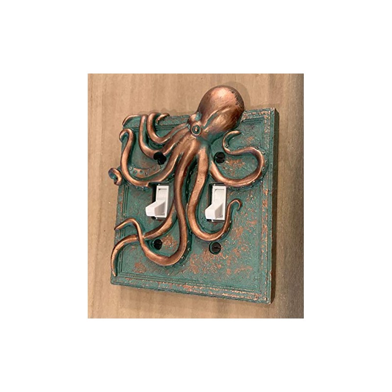 Top Brass Large Octopus/Kraken Electrical Cover Wall Plate Bronze/Verdigris Finish