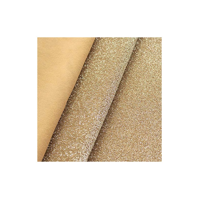 STOFFKONTOR Lurex Jersey Fabric Glitter Sold by the Metre Ochre