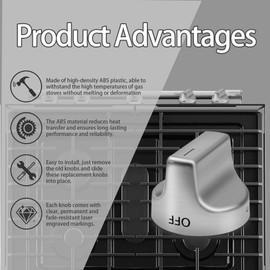 FIOQE 1PCS W11239985 W10850015 Stove Knob for Whirlpool W11032553 WFG525S0HZ1 WFG550S0HZ0 WFG525S0HZ0 WFG525S0JV0 Range Oven Knob Replace PS12578779 AP6333411 PD00061875 4845290