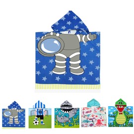 Kids Hooded Poncho Beach Towel - Fits 1-6 Year Old - Soft Absorbent for Beach Swim Pool - Quick Dry and Lightweight - Astronaut