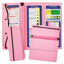Nursing Clipboard, 3-Layers Foldable Nurse Clip Boards with Pen Holder & Nursing Cheat Sheets, Portable Foldable Writing Board for Students, Nurses and Doctors - Pink