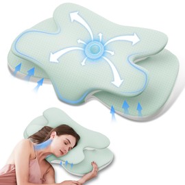 Cervical Pillow for Neck Pain, Cooling Pillow for Neck and Shoulder, Memory Foam Pillow with Breathable Pillowcase, Ergonomic Contour Sleeper Pillow for Sleeping for Side, Back, Stomach Sleepers,Green