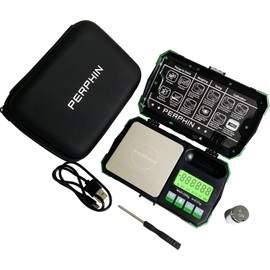 TOPWEIGH Pocket Scale, Dual Powered, Precision Gram Scale with Zipper Case, Large Backlight Display, 200g x 0.01g, Digital Small Scale, Calibration Weight, 6 Weighing Units, USB Cable Included