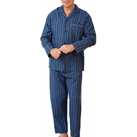 men's Champion Cambridge Cotton Pyjamas nightwear (Blue (Striped, M (38-40"))