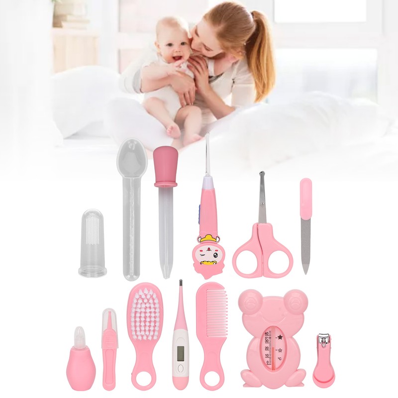 Baby Healthcare Kit Scissors Nail Clippers Tweezers Feeding Spoon Thermometer