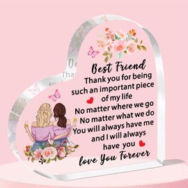 JETTOP Best Friend for Women Friendship Gifts for Female Acrylic Plaque Gifts for Friends Birthday Christmas I Will Always Have You