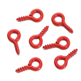 1 Pack Eye Bolts Screw,(About 100PCS),Metal Goat's Eye Screws,5 * 10mm Chrome Plated Eye Bolts,Mini Screw Eye Pin For for DIY Jewellery Making Red