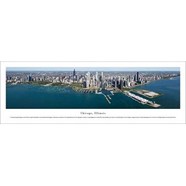 Blakeway Worldwide Panoramas, Inc. Chicago, Lakeshore Aerial - 40" Unframed Panoramic Poster