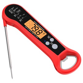 Instant Read Meat Thermometer for Grill and BBQ, Fast Accuracy Digital Food Thermometer with Backlight&Waterproof for Cooking,Baking,Fish,Liquids,Lamb,Chicken (Red)