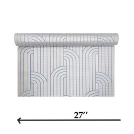 Textured Silver Metallic Blue Art Deco Lines Faux Fabric Modern Wallpaper Rolls