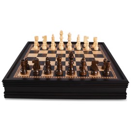 BIVOMON 12.5’’ Wooden Chess Set, Magnetic Chess Pieces with 2 Built-in Storage Drawers - 2 Bonus Extra Queens - Chess for Beginner