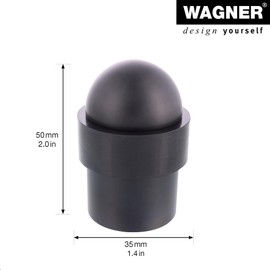 WAGNER DOM Floor Door Stop, Diameter 35 x 50 mm, Matte Metal, Thermoplastic Rubber Buffer for Screwing Including Mounting Material - 15517411