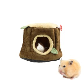 Toysructin Guinea Pig Bed, Warm Small Animal Pet Hideout House Cave Soft Tree Stump Shape Hamster Hanging Hammock, Cozy Chinchilla Hedgehog Habitat House Cage Accessories for Hamsters Rabbits Bunny