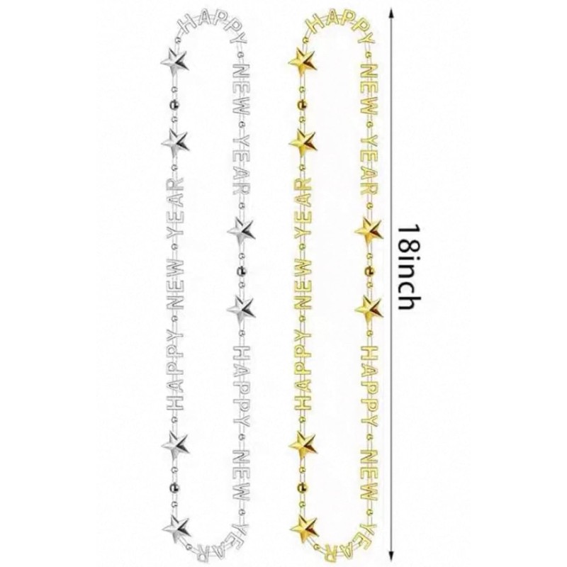 New Year Metallic Beads Star Necklaces Gold Silver Black for