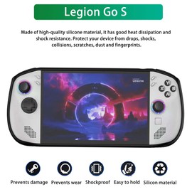Case for Legion Go S,NOUKAJU Silicone Protective Cover with Stand,Drop-Proof,Scratch-Proof,Shock-Proof,Protective Case for Legion Go S Game Console(Black)