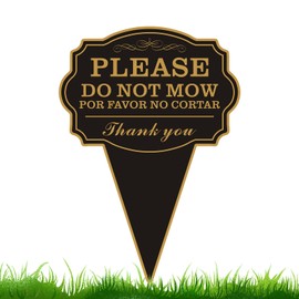 Double Sided Yard Sign, Do Not Mow / POR FAVOR NO CORTAR Sign for Lawn, 10"x14" Bilingual English and Spanish Yard Sign with Stake, Rust-Free Metal, Weatherproof UV Printed for Outdoor Use (DO NOT MOW-1PACK)