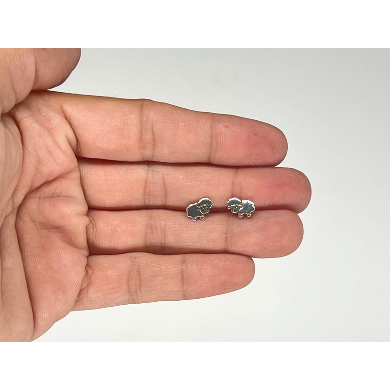 Cute Sheep Lamb Earrings - 925 Sterling Silver (Plain)