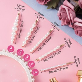 OIIKI 5 Pcs Pearl Bobby Pins, Alloy Pearl Hair Clips, Vintage Pearl Hairpins, Tiny Pearl Hair Barrette for Women Bridal Wedding Valentines Mother’s Day Decorative Accessories