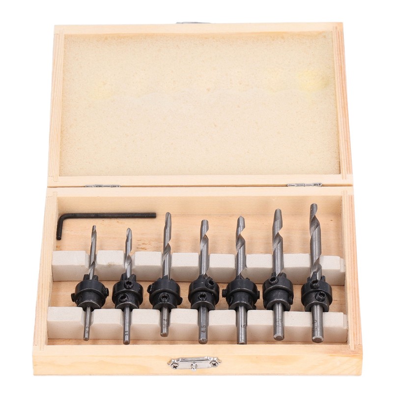 8Pcs/Set Tapered Countersink Bit Screw Set High Speed Steel Wood