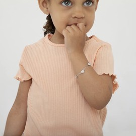 925 Sterling Silver 5" Lovely Heart Bracelet for Infants & Toddlers - Cute & Fashionable Charm Bracelets for Children - Beautifully Design Hearts Link Chain Bracelet for Little Girls