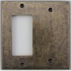 Aged Antique Brass 2 Gang Combination Switch Plate - 1