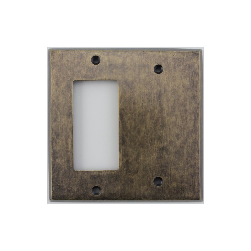 Aged Antique Brass 2 Gang Combination Switch Plate - 1