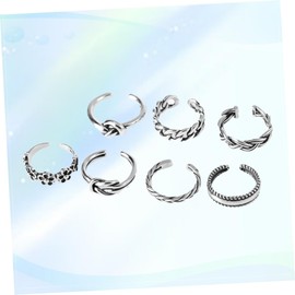 COLLBATH 7 Pcs Unisex Foot Rings Fashion Rings for Girl Women Men Alloy Metal Finger Rings Toe Opening Rings Universal 7 Piece Set