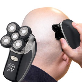Mens Electric Bald Head Razor,Head Shaver for Bald Men Grooming Kit Wet-Dry Rotary Shavers Nose Hair Beard Trimmer Clippers Facial Cleansing Brush Cordless Waterproof USB Charging Rechargeable