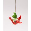 Fine Ceramic Christmas Holidays Gnome Riding Red Cardinal Christmas Tree