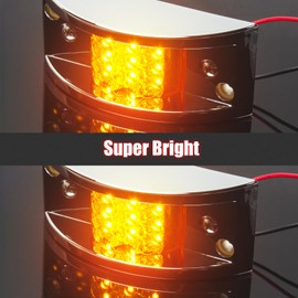 LiLoom 4 Pcs Trailer Side Marker Light, Chrome Armored 12 LED Rectangle Trailer Clearance Light for Truck, Trailers, Golf Cart (4 Amber)