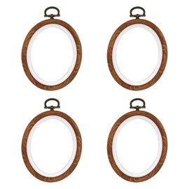Mcredy 4 PCS 3.15x4(LxW) Embroidery Hoops Set,Imitated Wood Plastic Embroidery Hoop Frames Oval Cross Stitch Hoop Ring for Art Craft Sewing and Hanging