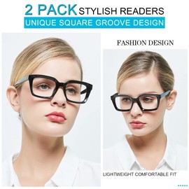 MARE AZZURO 2 Packs Lasdies Reading Glasses 350, Stylish Large Readers Women 1.0 1.5 2.0 2.5 3.0 3.5 (Black, 3.50)