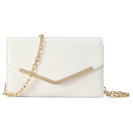 FanChris Women's Evening Bag Envelope Clutch Purse Detachable Chain Crossbody Bag for Wedding Party Shoulder Bag Handbag(White)