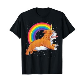 English Bulldog Unicorn T shirt Girls Space Galaxy Rainbow T-Shirt